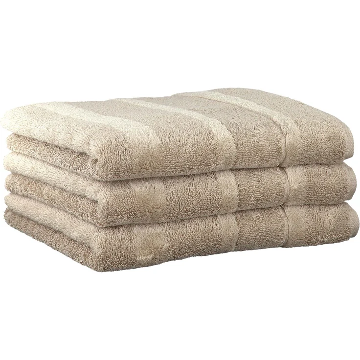 CAWÖ Handtuch, 3er Pack - Noblesse2, Walkfrottier, Velours-Streifen, Baumwolle, einfarbig Sand 50x100cm – Bild 1