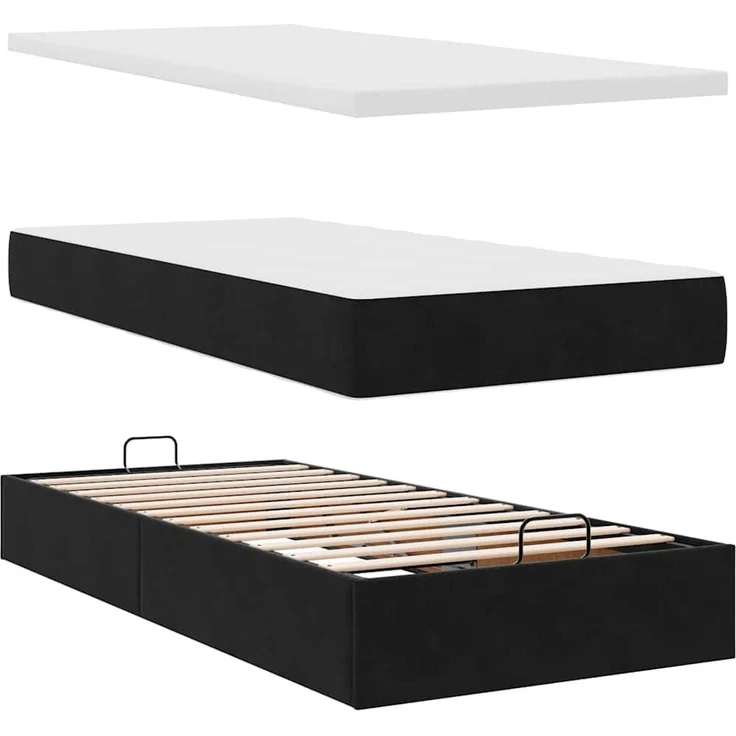 vidaXL Ottomane Bett mit Matratze & LEDs Schwarz 80x200 cm Samt 3312586 – Bild 7