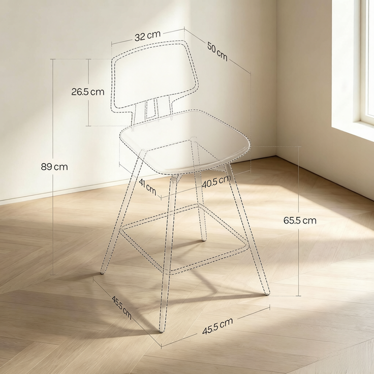 Hochwertiger Barhocker mit Ergonomischer Rückenlehne,Stilvoller Tresenhocker,Moderner Küchenstuhl(nur mit 2pcs Stuhle)--Schwarz--45.5x45.5x89cm--YOUDENOVA – Bild 7