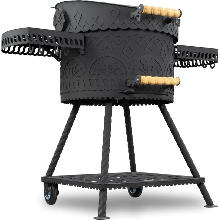 Holzkohlegrill Drakkar mit Gussrost Ø 54,5 cm – Robuster Rundgrill im Wiking-Stil – Bild 2