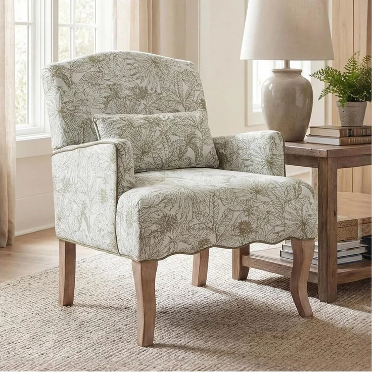 WAHSON OFFICE CHAIRS Sessel aus Leinen/Chenille Retro Polstersessel mit Massivholzbeinen – Bild 2