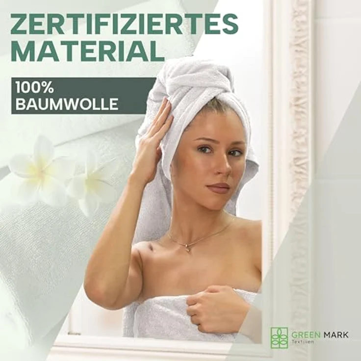NatureMark 8er Spar-Pack Frottier Handtücher, Handtuch-Set, 50x100 cm, Weiß, 100% Baumwolle – Bild 5