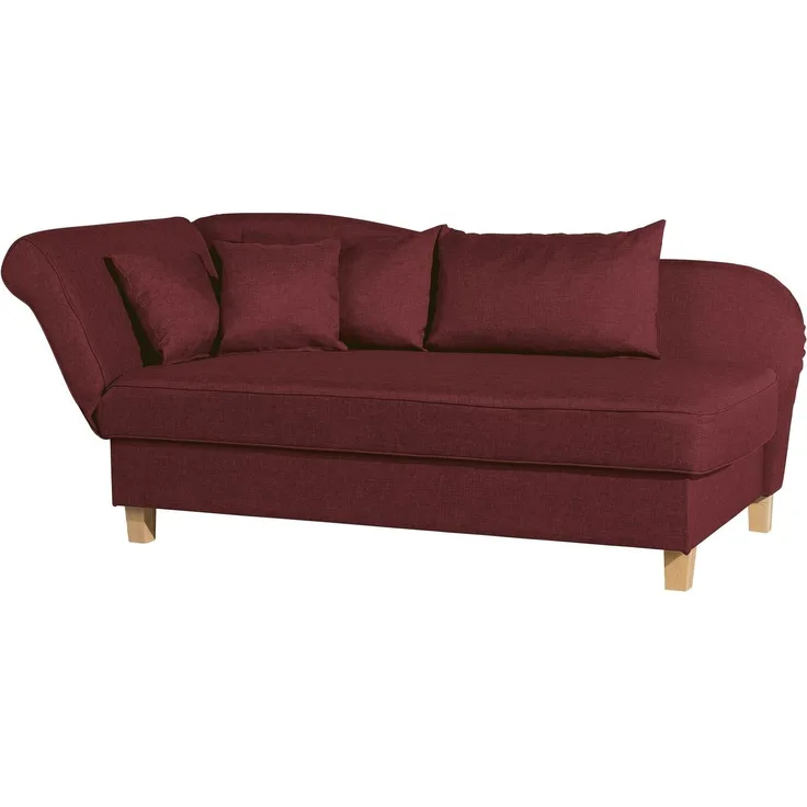 Recamiere mit Armteil links klappbar Katia Bezug Flachgewebe Buche natur / rot 22660