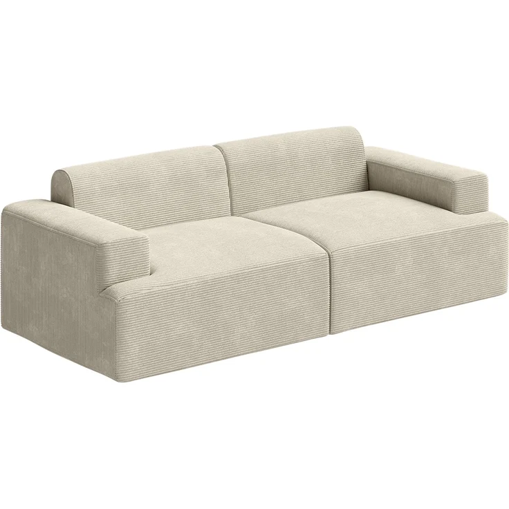 skølm 'Freki' Cloud Sofa 2 Sitzer, Vollschaumcouch mit Federkern und Vakuum-Kompression, kein Aufbau erforderlich, mit 2 Kissen, Cord beige – Bild 9