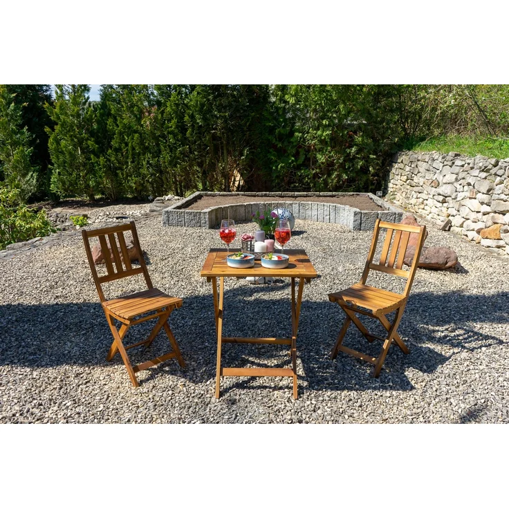 Balkonmöbel Set 3tlg Akazie Klapptisch 60 x 60 cm BLOOM 51827894 – Bild 1