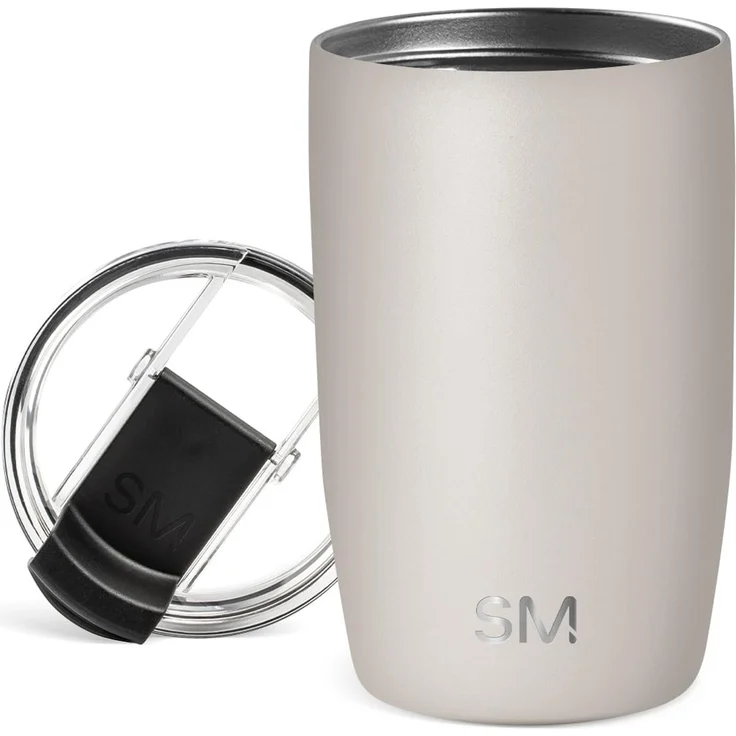 Simple Modern Thermobecher Kaffeebecher to go mit Klappdeckel | Isolierter Edelstahl-Kaffeebecher | Geschenke für Frauen und Männer | Voyager | 350ml | Almond Birch