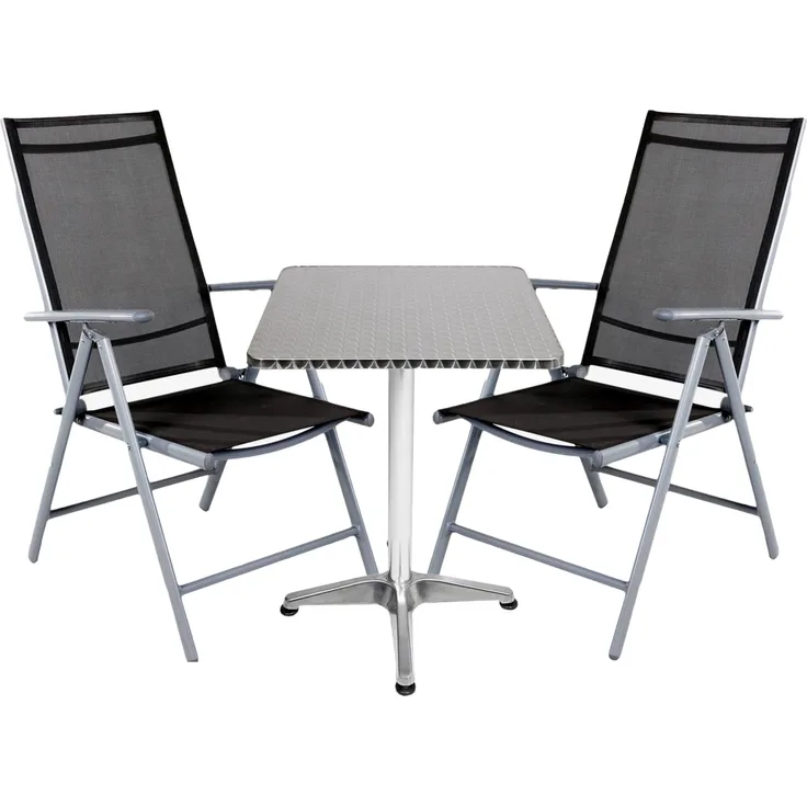 Bistrogarnitur 3-teilig Aluminium - Textilen / Anthrazit