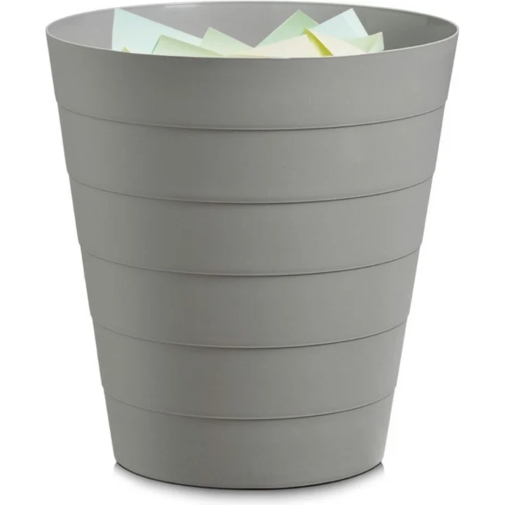 Basera® Mülleimer Papierkorb für Büro, Bad, Jugendzimmer & Kinderzimmer, 13,5 Liter, 29 x 29 x 30 cm, Kunststoff, rund, grau – Bild 2