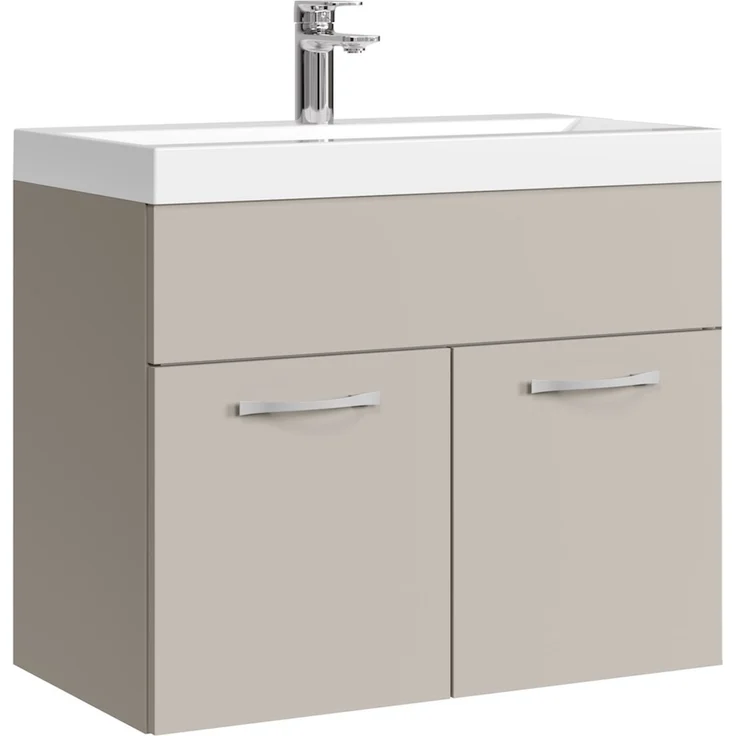 Badplaats Badmöbel Set mit Waschbecken und Unterschrank Montreal 01 60x35 cm Cashmere - Waschbeckenunterschrank mit Waschbecken – Bild 1