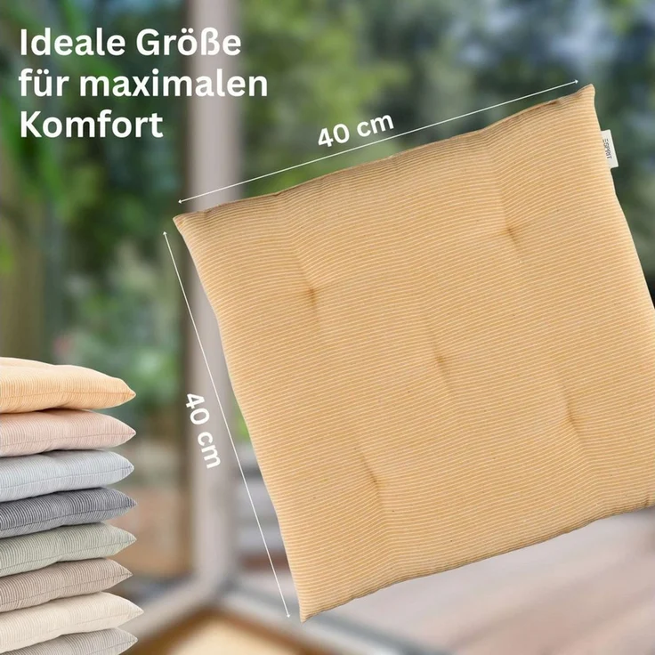 Esprit Stuhlkissen NEEDLESTRIPE Sitzkissen, 40 x 40 cm - 2er Set in Gelb – Bild 4