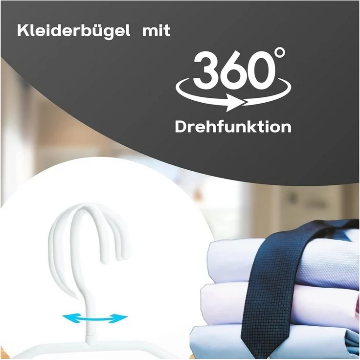 2friends Kleiderbügel Elegant Weiß Kleiderbügel 20 Stück - Platzsparend, mit 360° Drehbarem Haken, Premium Kunststoffbügel, rutschfest – Bild 3