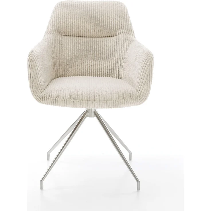 Esszimmerstuhl Pejo-Flex Cord Beige Kreuzgestell konisch Edelstahl Taschenfederkern – Bild 2