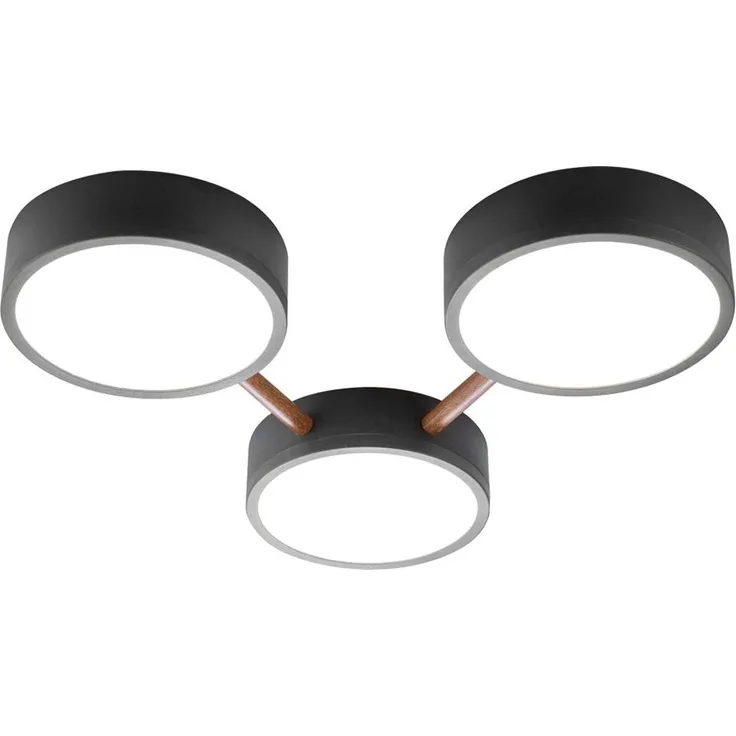 LED Deckenleuchte, schwarz, Holz-Optik, dimmbar, L 45 cm