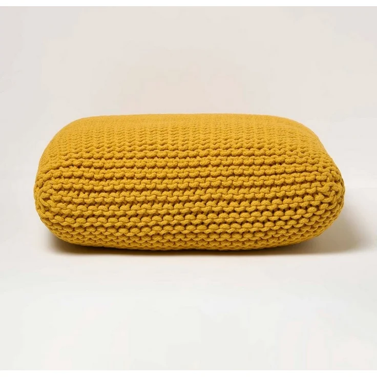 Homescapes Pouf Bodenkissen groß gelb Bezug 100% Baumwolle – Bild 5