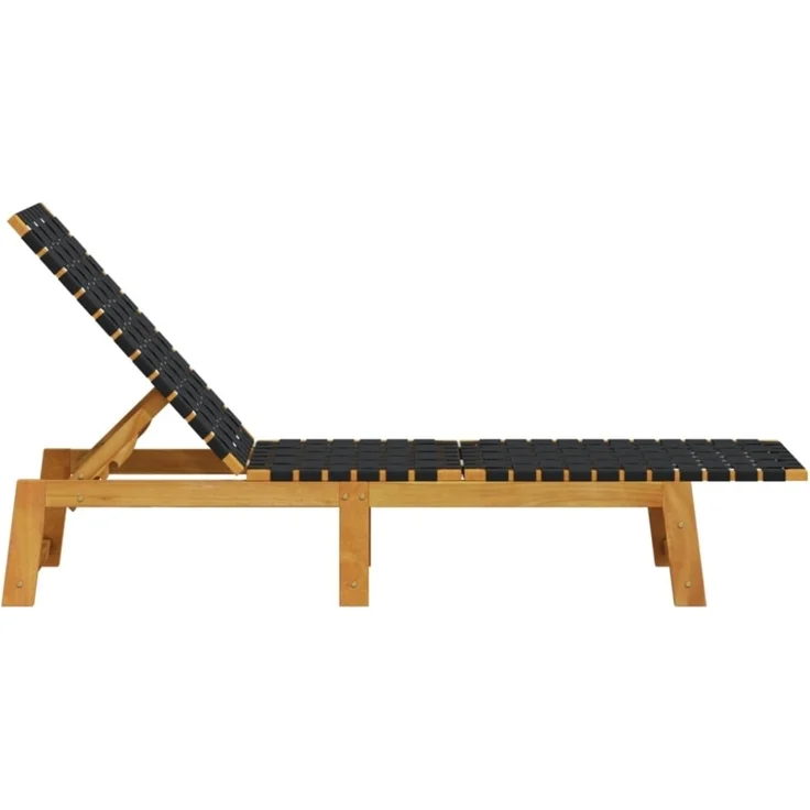 vidaXL Sonnenliege Schwarz Massivholz Akazie und Stoff 366507 – Bild 7