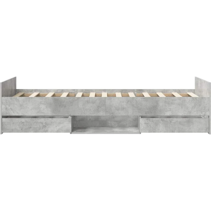 vidaXL Bettrahmen mit Schubladen mit Kopfteil Betongrau Holzwerkstoff 3429514 – Bild 5