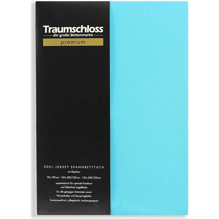 Traumschloss Premium Edel-Jersey Spannbettlaken türkis 140-160x200-220 – Bild 1