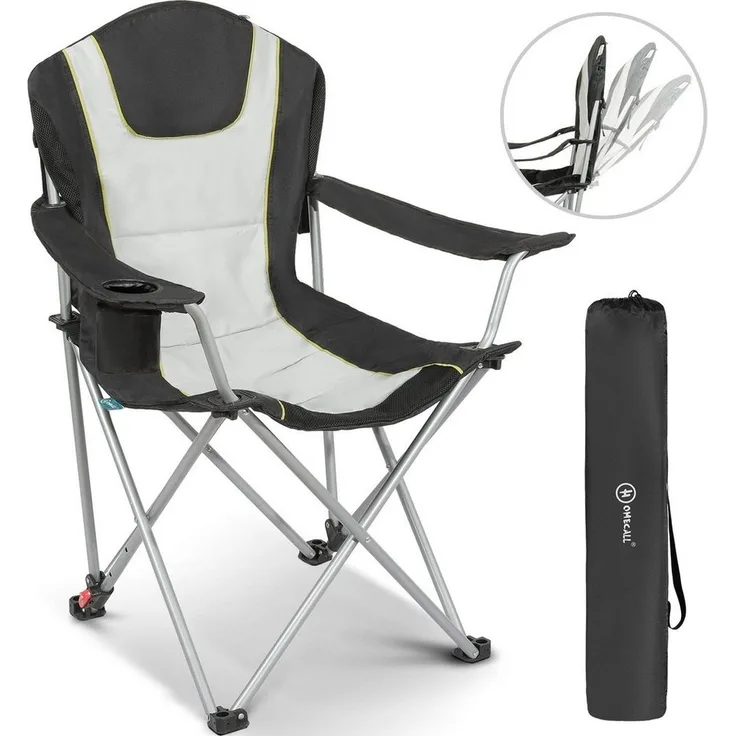 HOMECALL Camping-Klappstuhl, Armlehne mit Getränkehalter, verstellbare Rückenlehne