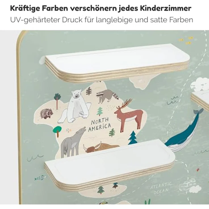 stadtecken Holzregal für Musikbox I Geeignet für die Toniebox und ca. 50 Tonies I Perfekte Tonie Aufbewahrung im Kinderzimmer I Zum Aufstellen oder Aufhängen I Atlas, groß – Bild 6