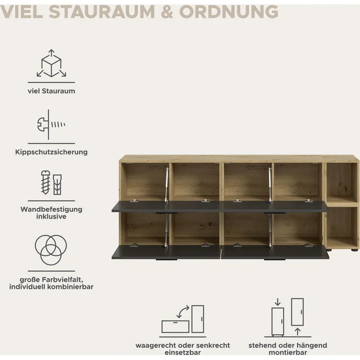 The One Wohnkombination in Basalt grau Nachbildung – Bild 9