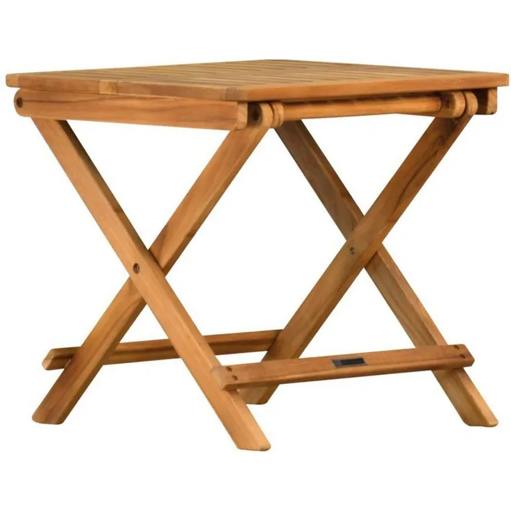 Kai Wiechmann Beistelltisch Hochwertiges Teak Tischchen 50 x 50 cm als wetterfester Ablagetisch, klappbarer und unbehandelter Balkontisch aus Teak