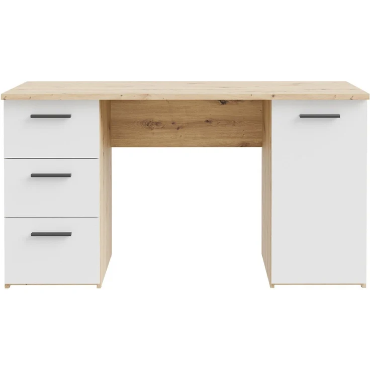 FORTE Schreibtisch Neuss, mit 3 Schubladen & 1 Tür, funktional, Breite 138 cm – Bild 1