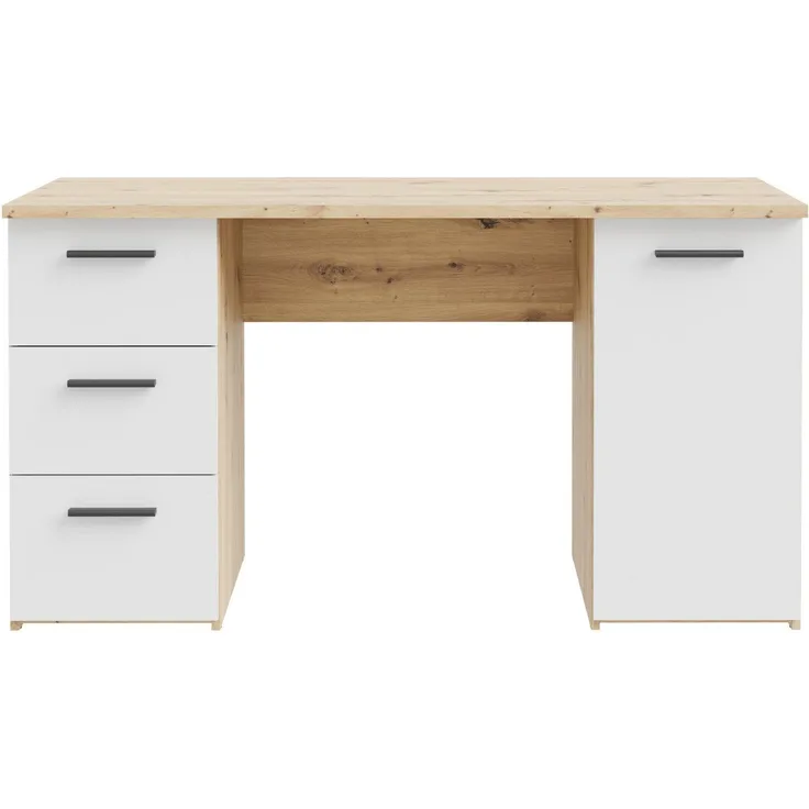 FORTE Schreibtisch Neuss, mit 3 Schubladen & 1 Tür, funktional, Breite 138 cm