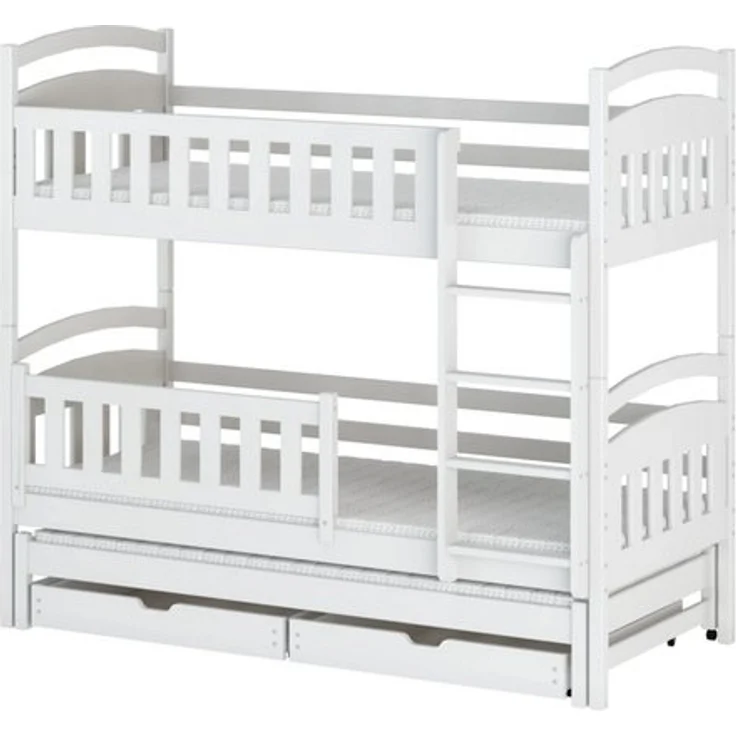 Kids Collective Etagenbett Hochbett Stockbett Kinderbett 90x200 cm mit Ausziehbett und Schubladen (Modell 2025), Umbaubar zu 3 Einzelbetten mit Lattenrosten & Rausfallschutz, weiß – Bild 4