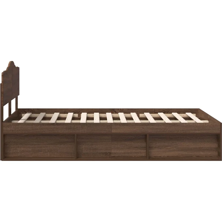 vidaXL Bettrahmen Braun Eichen-Optik 120 x 200 cm Massives Kiefernholz 3412922 – Bild 7