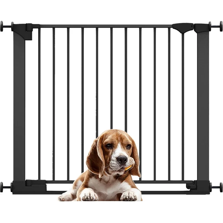 Bettacare Sicherheitsstuffen Haustiergitter, Schwarz, 89cm - 96cm, Extra Niedrige Durchgangshöhe, 74cm Extra Breite Türöffnung, Einteiliges Extra Breites Gitter für welpen und Hunde – Bild 1