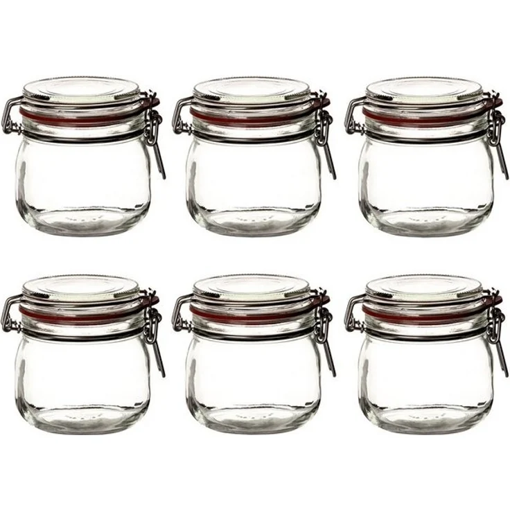 BigDean 6er Set Drahtbügelgläser 600ml - Einmachgläser mit Bügelverschluss - Made in Germany - Einweckgläser, Bügelverschlussgläser, transparent, rund – Bild 4