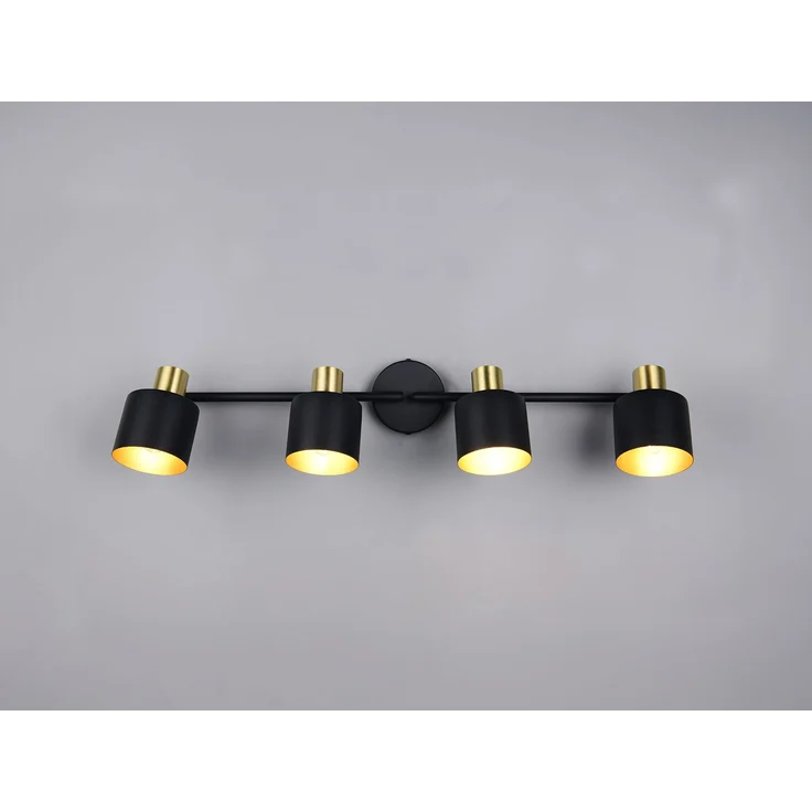 Retro Deckenstrahler EVA 4-flammig aus Metall Schwarz Gold, Breite 78cm – Bild 7