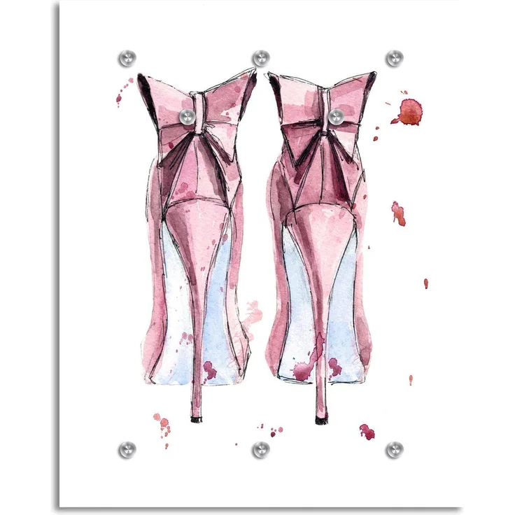Queence Garderobe -"High Heels" Druck auf hochwertigem Arcylglas inkl. Edelstahlhaken und Aufhängung, Format: 100x120cm