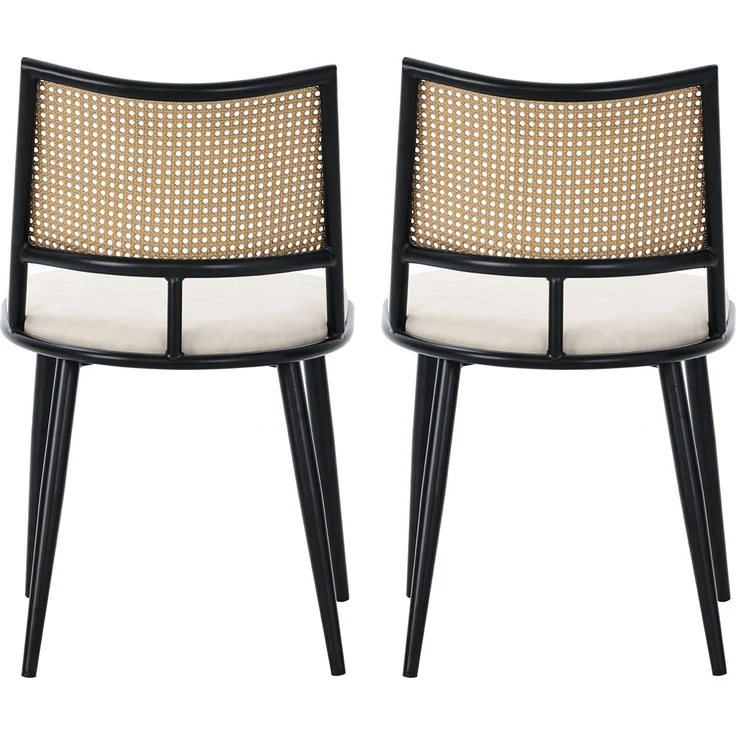 Esszimmerstuhl-Set 80cm×46cm×48cm in Schwarz mit Rattan-Rückenlehne und PU-Sitz – Bild 5
