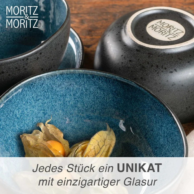 Moritz & Moritz ORGANIC 6 tlg. reaktiv blau Müslibowl Set – Bild 7