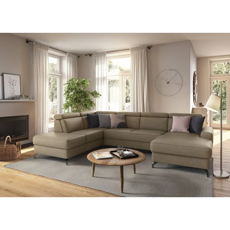 sit&more Wohnlandschaft Scarlett U-Form, inklusive Kopfteilverstellung, wahlweise mit Bettfunktion, Bettkasten