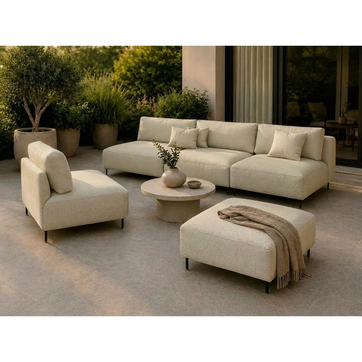 Garten Lounge Set SUN – Outdoor Möbel Set mit Sofa, Sessel und Hocker, UV-beständig und wasserabweisend – Bild 1