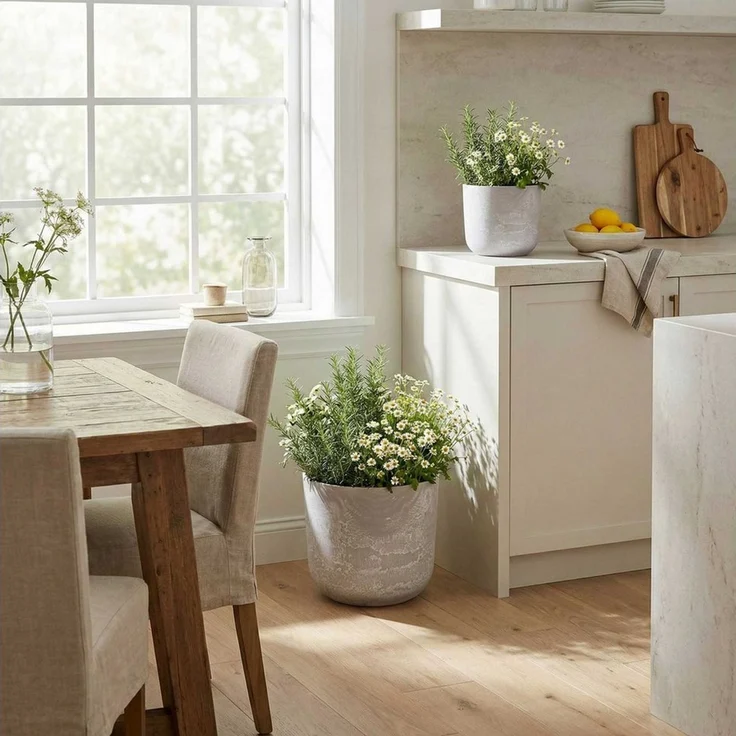 colourliving Blumentopf Pflanztopf Set „Egg“ Stone – 2-teilig, Rund, Anthrazit/Sand, Design & Material: Robust und Umweltbewusst – Bild 3