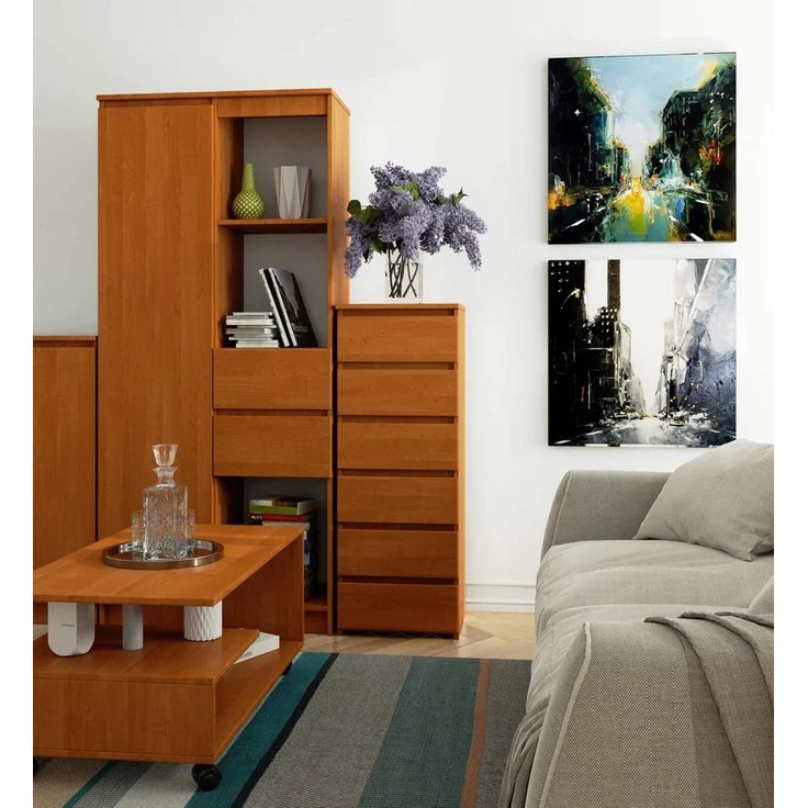 Home Collective Kommode 40 cm breit Holz Highboard Sideboard für Flur Schlafzimmer Wohnzimmer (Mehrzweckschrank Schrank schmal Kommode Schlafzimmer mit Schubladen), Kinderzimmer Organizer, 109 cm hoch mit 6 Schubladen Braun – Bild 3
