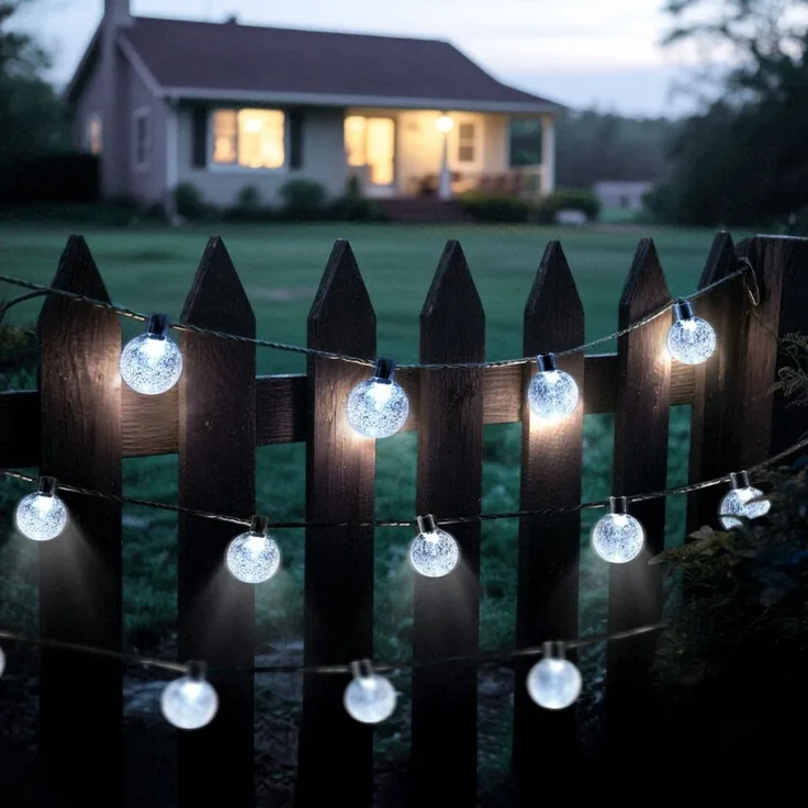 Salcar LED Solarleuchte LED Kugel-Lichterkette Außen Solar Gartenleuchte Weihnachtsdeko, 2-Leuchtmodi, 5m 20LED, Kaltweiß