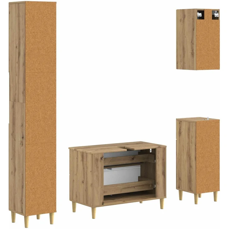 vidaXL 4-teiliges Badezimmer-Schrank-Set DELFT Artisan-Eiche 3417953 – Bild 7