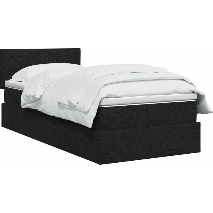 vidaXL LED-Speicherbett mit Matratze Schwarz 90 x 200 cm Stoff 3459101 – Bild 3