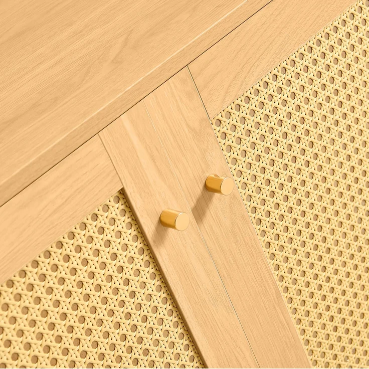 DESVIAE Sideboard modular mit 3 Türen 180x63x40 cm MDF Natur mit Metallfüßen – Bild 4