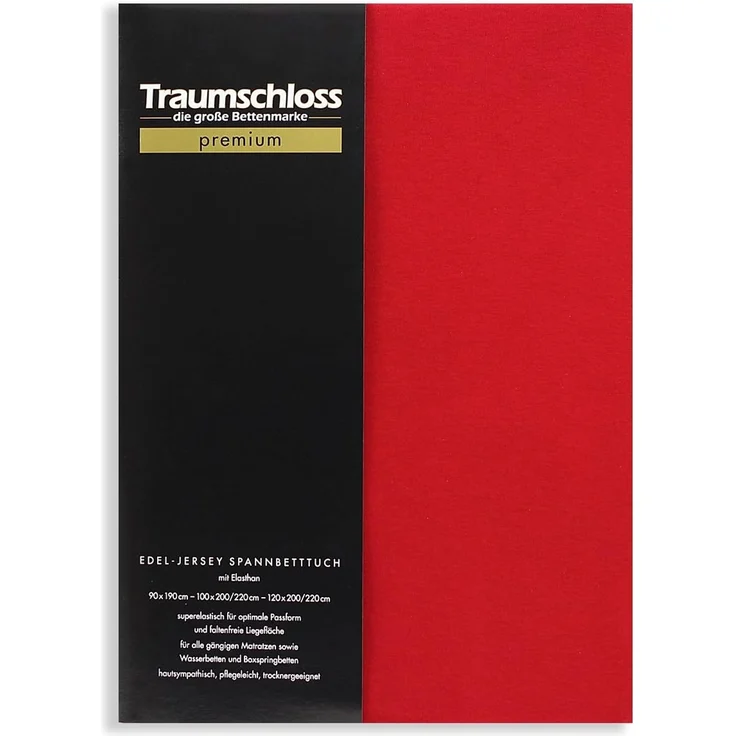 Traumschloss Premium Edel-Jersey Spannbettlaken rubin 180-200x200-220 – Bild 1