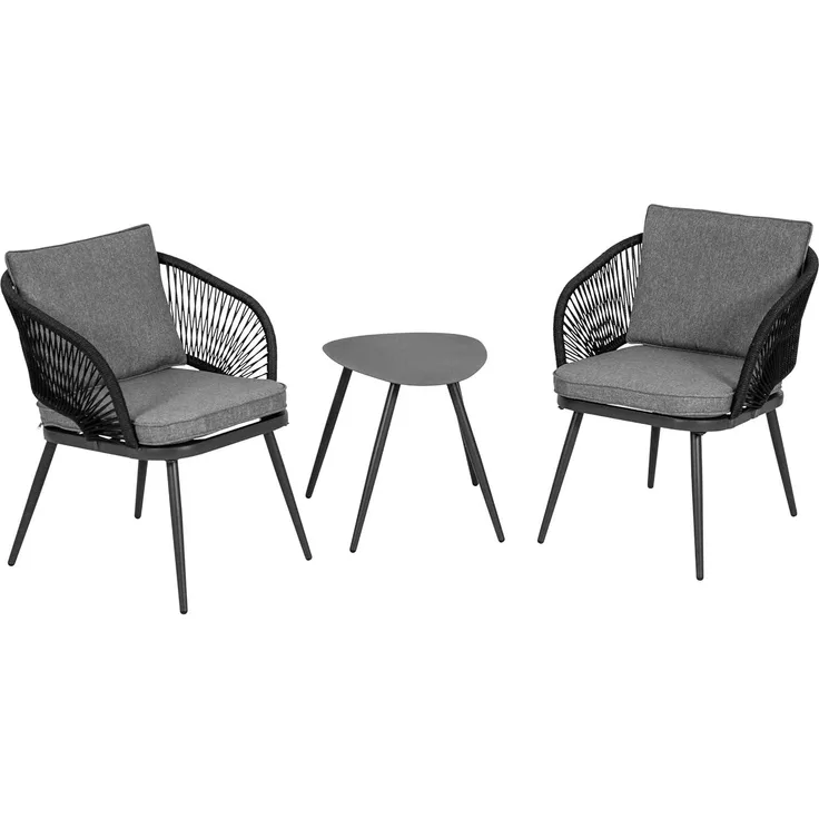 greemotion Balkon-Set Lyon, 3 teilig, Garten-Set aus Stahl mit Textilene