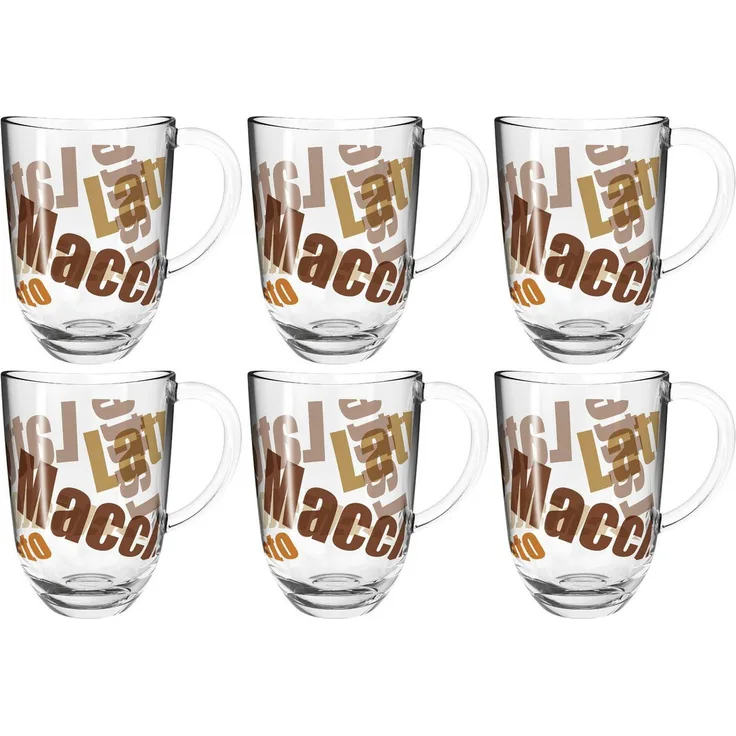 LEONARDO Latte-Macchiato-Tasse NAPOLI, 6-tlg, Glas, Latte Macchiato-Tasse, 380 ml, 3-farbig, 6-teilig