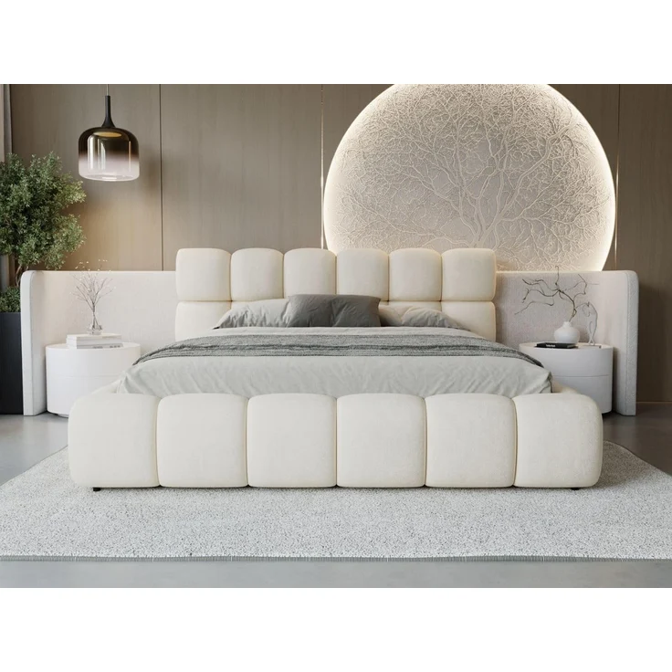 GrainGold Polsterbett mit Bettkästen MODO, Modern Bett mit Kopfteil - 180x200 cm, Beige (1x Bett) – Bild 4
