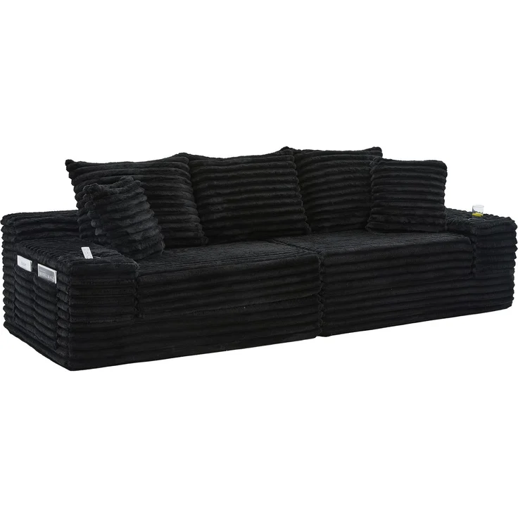 ZUBALIYA Schlafsofa 98x87 cm, mit Stauraum, mit Treppe, mit Leiter, mit Cordbezug, mit Schaumstoffpolsterung, Schwarz - Rot – Bild 17
