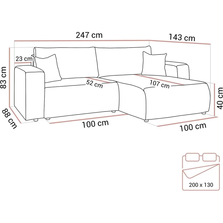 Lookway Ecksofa MOVE mit Schlaffunktion und Bettkasten, Breite: 247 cm – Bild 3