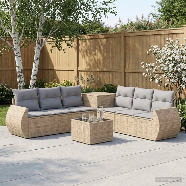 vidaXL Sofa Set 8 stk. Beige und Hellgrau 55 x 55 x 37 cm 3448447 – Bild 1